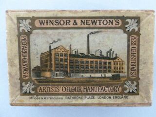 Antique Winsor & Newton Cardboard Oil Colour Tubes Box C1920 Germanium Lake