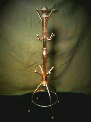 Dollhouse Brass 12 " Standing Coat Rack,  4 Legs/12 Pegs Or Great For Keys & More