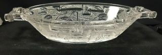 Antique Early American Pattern Glass " Barred Forget Me Not " Oval 8 1/2 X 4 1/2 "