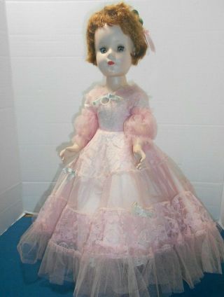 Vintage 17 " Sweet Sue Walker Hard Plastic All Doll Pink Dress -)) ) 
