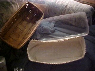 Longaberger 1991 Bread Basket With Plastic Protector And Cloth Cover