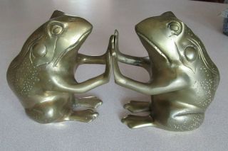 Vintage Brass Frog Bookends