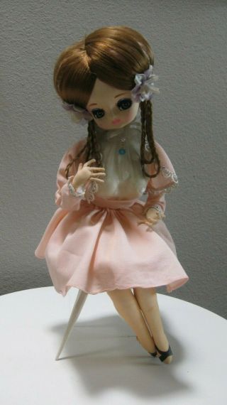 Vintage Big Eyed Doll Bradley ? Sitting On Stool Made In Japan