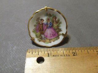 Antique Miniature Limoges Courting Couple Mini Porcelain Plate With Stand