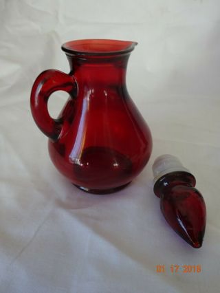 Vintage Avon Ruby Red Glassware,  Cape Cod votive holder,  Small Pitcher,  Bud Vase 3