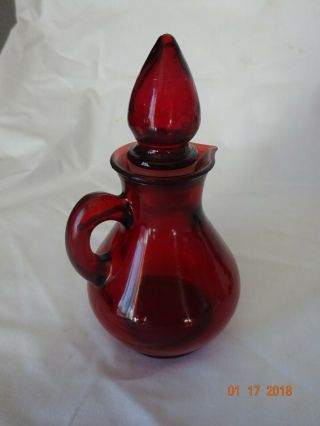 Vintage Avon Ruby Red Glassware,  Cape Cod votive holder,  Small Pitcher,  Bud Vase 4
