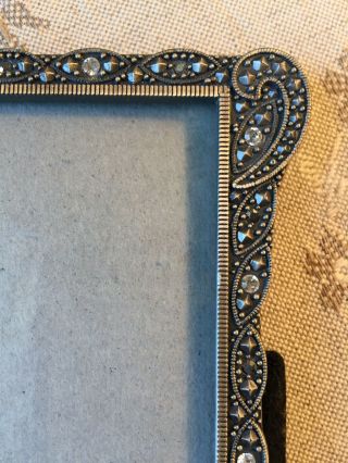 Antique - Style Silver Pewter Picture Frame Marcasite Rhinestones for 8x10” Photo 3