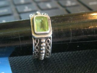 Natural Green Peridot Antique 925 Sterling Silver Band Ring Size 7 Great Design