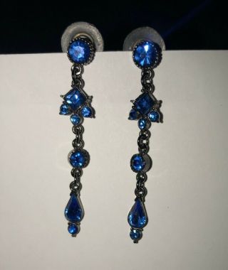 Vintage Antique Style Cobalt Blue Drop Earrings