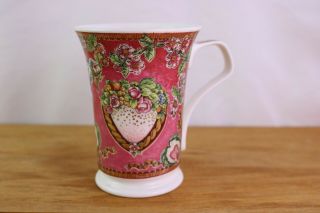 Dunoon England Fine Bone China Valentino Pink Heart Roses Tea Coffee Cup Mug