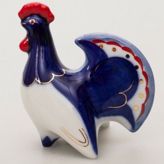 Imperial Porcelain Rooster Pepper Shaker.  Lomonosov Porcelain Cockerel Figurine