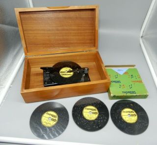 Thorens Ad30 Wooden Music Box With 4 Discs 1950s