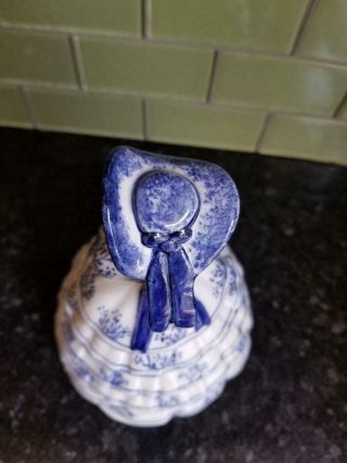 Vintage Blue and White Ceramic Jar Figurine,  Elegant Lady with Spaniel Dog 7