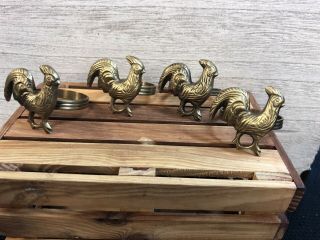 Rooster Antique Vintage Brass Napkin Ring Holders Set Of 4