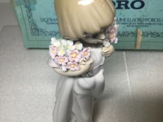 Lladro Collector Society 1987 Spring Bouquets Girl Gloss Finish Figurine 7603 4