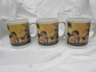 3 Coffee Mugs The Sistine Madonna By Raphael 2 Angels/cherubs Thinking Of Heaven