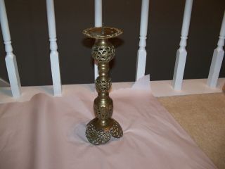 Vintage Brass Candle Stand Holder Pedestal 13 1/2 " Tall