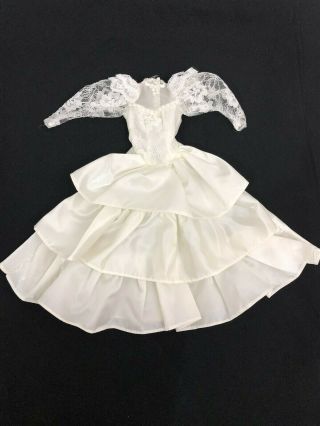 Vintage Barbie Doll Wedding Gown Dress Ruffles Lace 80s 90s