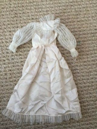 Vintage Adorable Barbie White Wedding Dress Bridal Sheer Sleeves