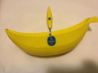 Vintage Chiquita Banana Boat,  Yellow Bowl and Spoon set. 3