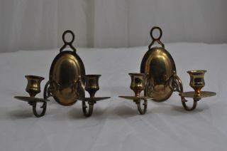 Vintage Brass Wall Sconces Candle Holders 8 X 7 Traditional Candlesticks A Pair