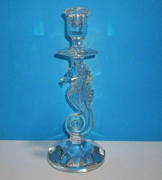 Waterford Crystal Seahorse Candlestick Candle Holder 11.  5 "