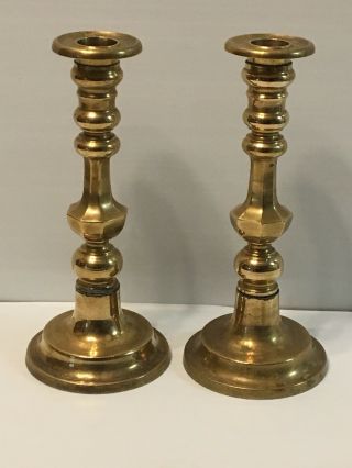 Candle Holders Vintage Pair 9 1/4”tall Heavy Brass Table Candlesticks X2