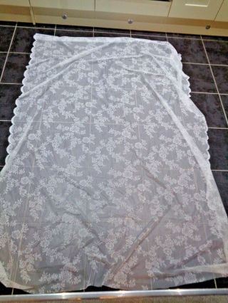 2 Meters Vintage Scalloped Edge Net Lace White Fabric 140 Cm Wide Panel