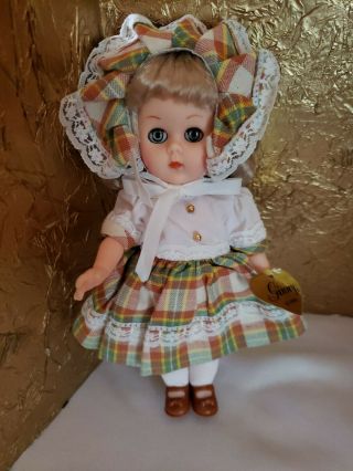 Ginny Vogue 8 " Doll 1985 Check Dress Blonde Sleep Eyes Vtg Little Shopper No Box
