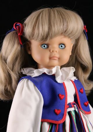 Engel Puppe 17 " Henriette Doll Vintage German Vinyl Soft Body Blonde Hair W/ Box