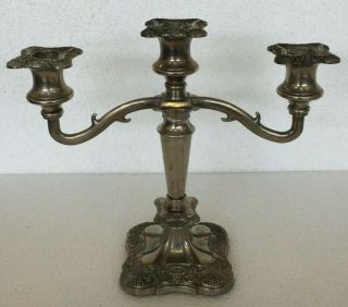 Vintage Three Arm Silver Plated Candelabra Candle Holder With Vine & Grape Motif