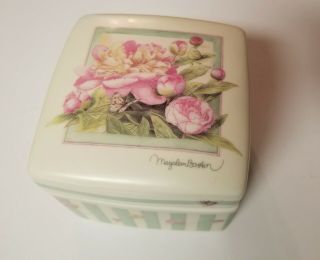 Marjolein Bastin Ceramic Musical Trinket Box - Hallmark 3 1/2 " Square