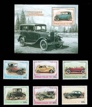 Togo 1999 Antique Autos 6 Stamp Set,  S/s 20h - 829