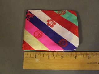 ANTIQUE VINTAGE THIN ASIAN COLORFUL STRIPE SILK WRAPPED WALLET 2
