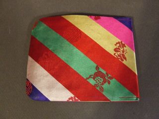 ANTIQUE VINTAGE THIN ASIAN COLORFUL STRIPE SILK WRAPPED WALLET 5