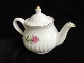 Vintage Arthur Wood & Son Porcelain Teapot Staffordshire England Rose Pattern 2