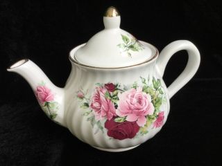 Vintage Arthur Wood & Son Porcelain Teapot Staffordshire England Rose Pattern 3