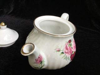 Vintage Arthur Wood & Son Porcelain Teapot Staffordshire England Rose Pattern 5