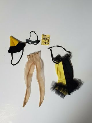 Vintage Barbie Masquerade 944 Costume,  Invitation,  Mask,  Nylon & Hat Set 4