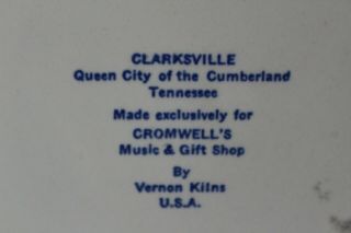 Antique Vintage Vernon Kilns Blue Clarksville Queen of the Cumberland Tennessee 3