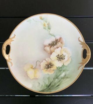 Antique Porcelain China Haviland France Hand Painted Floral Serving Plate