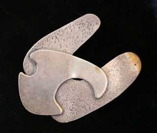 American Studio Craft Modernist Mcm Silver Biomorphic Pin Sculpture Depatta Era