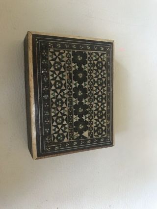 Vintage Wooden Box With Mosaic Design Inlaid