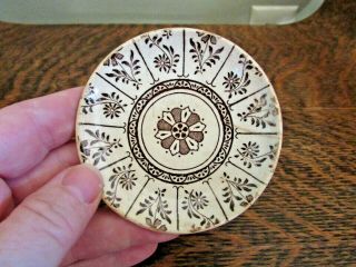 Antique Wedgwood Aesthetic Brown Transfer Ware Butter Pat