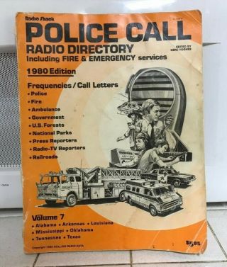 1980 Edition Radio Shack Police Call Radio Directory Al,  Ak,  La,  Ms,  Ok,  Tn & Tx