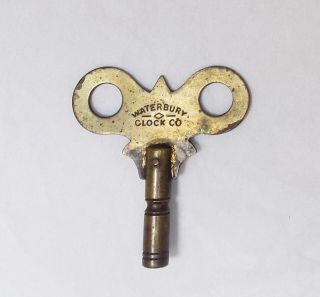 Antique Vintage Waterbury Clock Company 6 Brass Single Ended Trademark Key