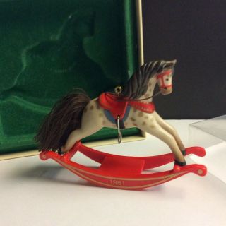 1981 Hallmark Christmas Rocking Horse 1st In Series Keepsake Ornament W/box