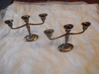 Small Brass 3 Candle Stick Holder,  Set Of 2
