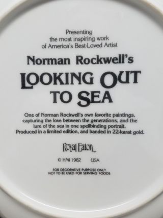 Norman Rockwell Collector Plate Looking Out to Sea 1982 22 Karat Gold Royal 5