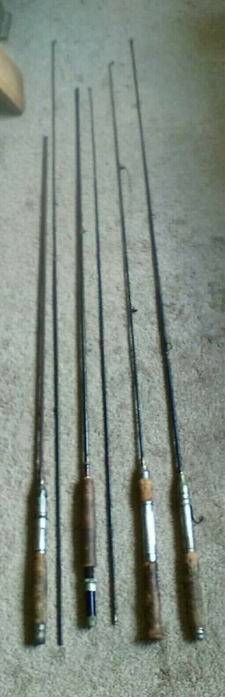 4 Vintage Steel Rods 1 - Samson 1 - Chief 1 - Kingfisher 1 - Gephart